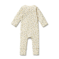 Wilson + Frenchy | Lemon Leaf Organic Zipsuit With Feet