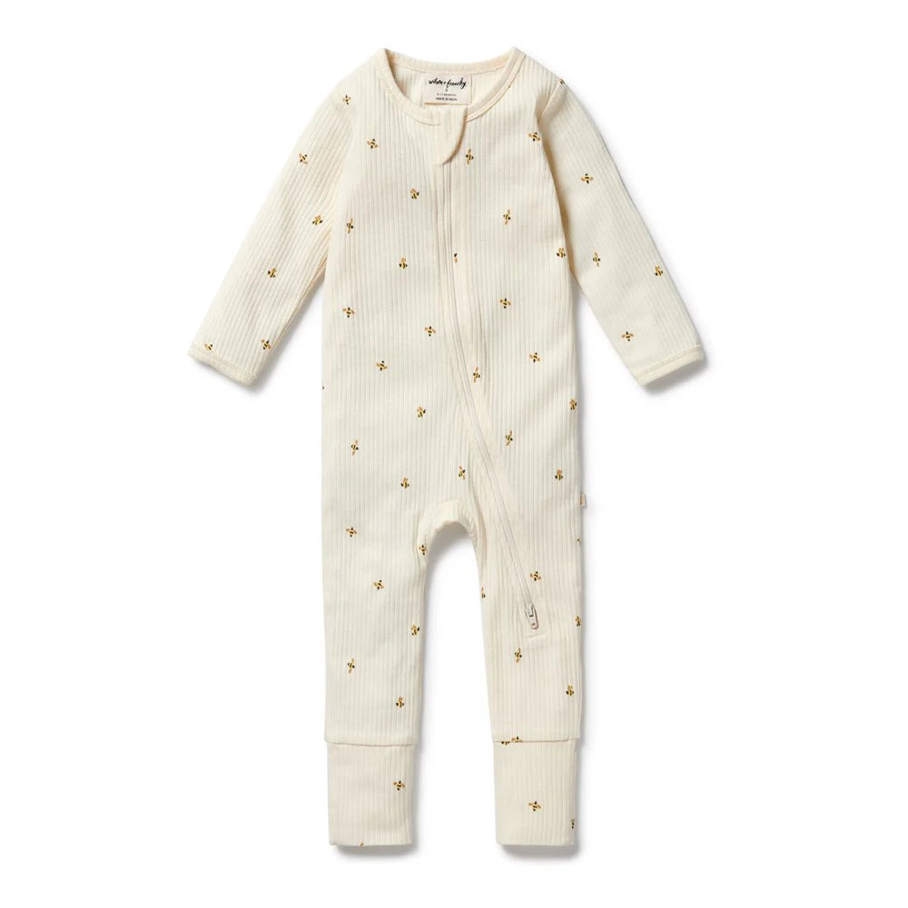 Wilson + Frenchy | Bee Mine Organic Zipsuit With Feet