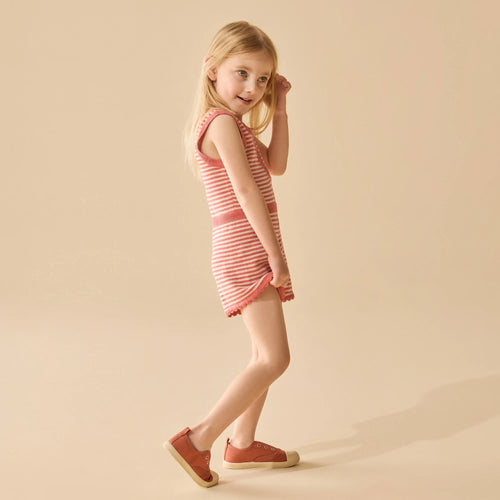 Wilson + Frenchy | Strawberry Swirl Organic Knitted Stripe Playsuit