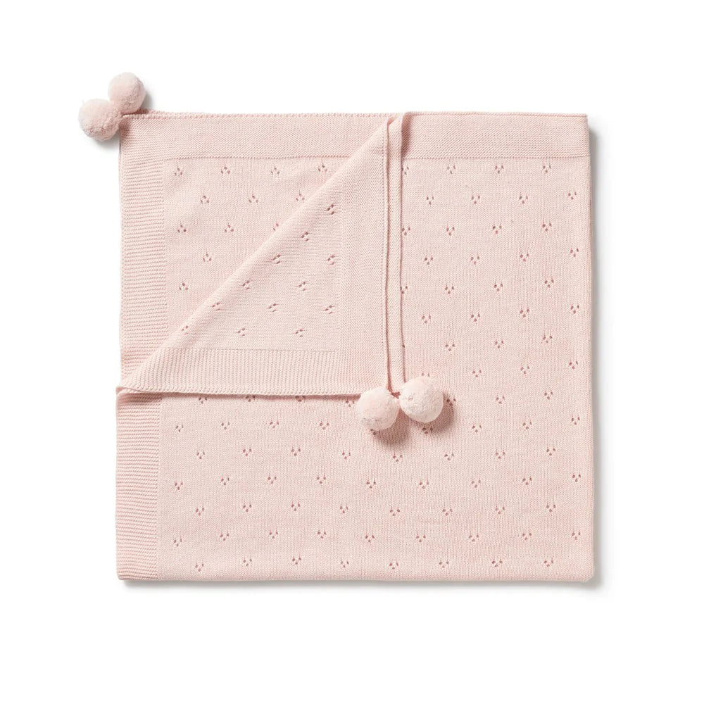 Wilson + Frenchy | Pink Knitted Pointelle Blanket
