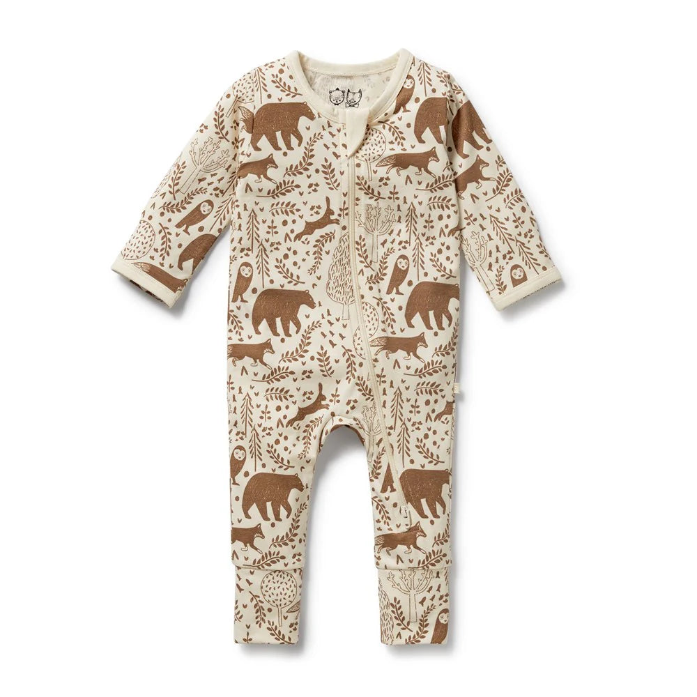 Wilson + Frenchy | Winter Forest Organic Zipsuit with Feet
