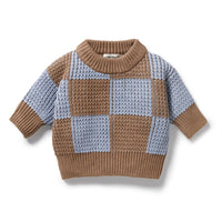 Wilson + Frenchy | Coco Blue Speckle Knitted Check Jumper