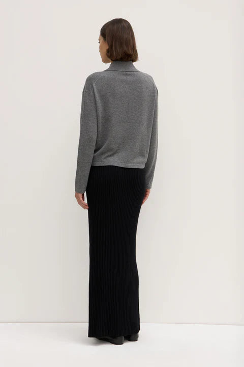 Assembly Label | Wool Cashmere Rib Maxi Skirt - Black