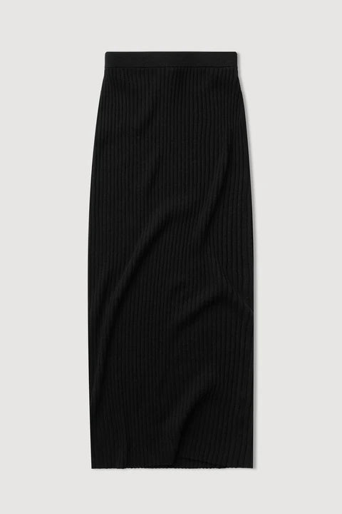 Assembly Label | Wool Cashmere Rib Maxi Skirt - Black