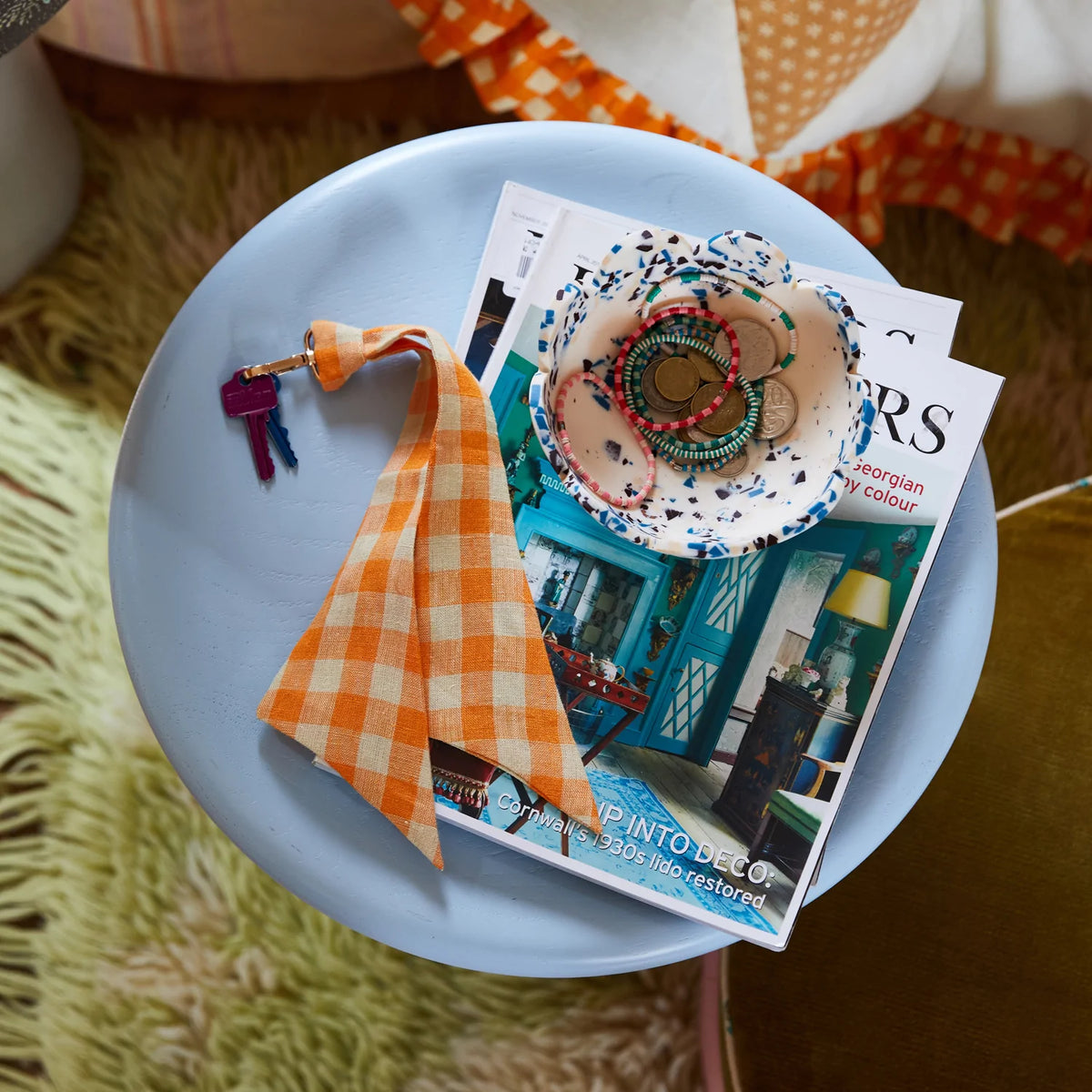 Sage x Clare | Leyland Bandana Key Ring - Persimmon Check