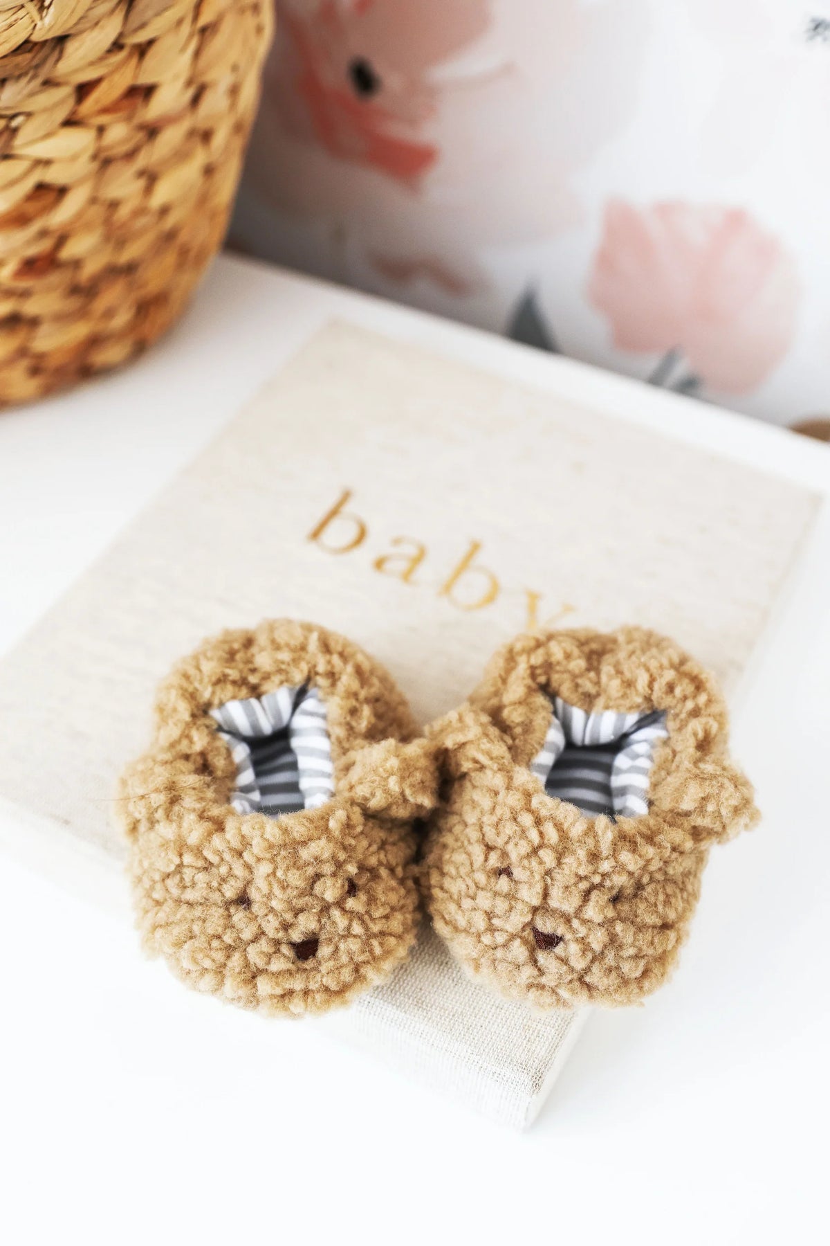 Alimrose | Sherpa Bear Booties - Caramel 0-6M