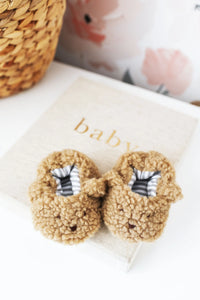 Alimrose | Sherpa Bear Booties - Caramel 0-6M