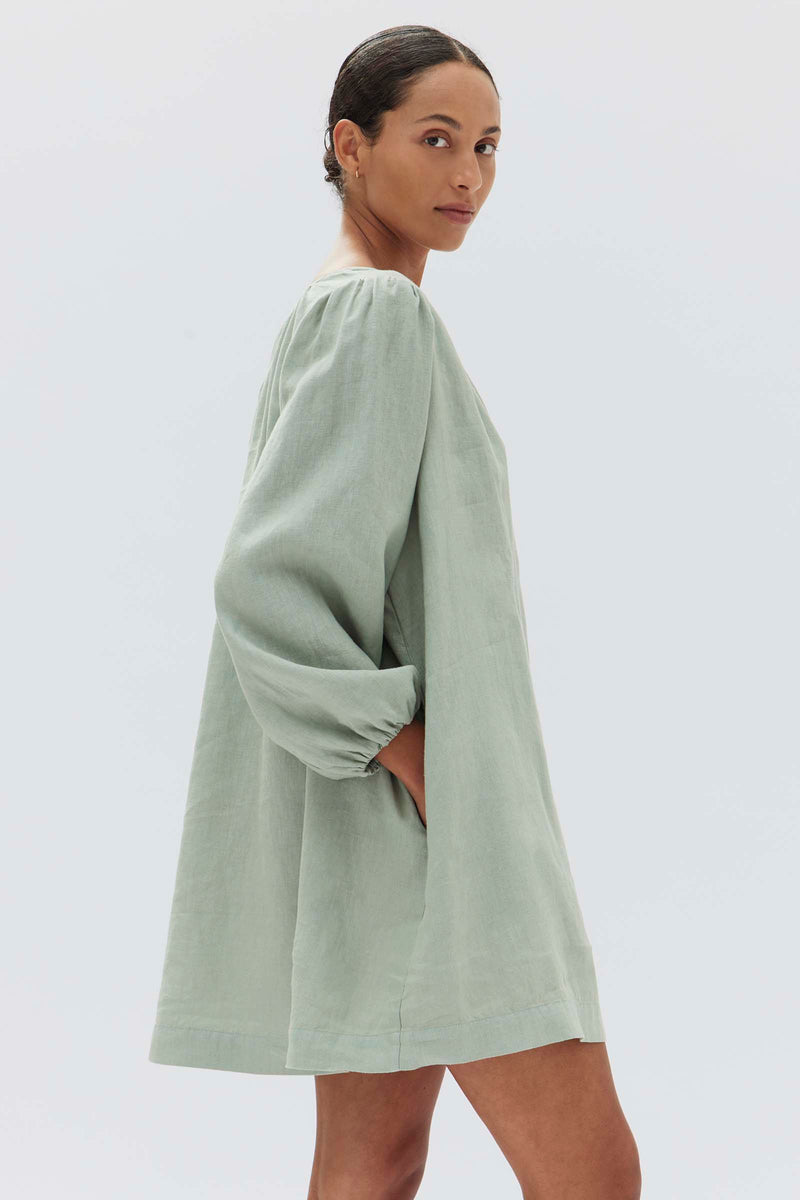 Assembly Label | Allie Linen Mini Dress - Nettle