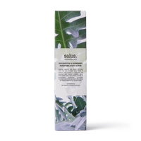 Eucalyptus and Rosemary Body Scrub packaging - white with leaves