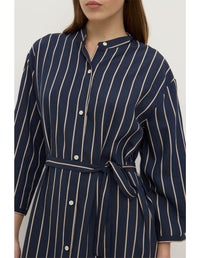 Assembly Label | Colleen Stripe Midi Dress - Navy/Tan