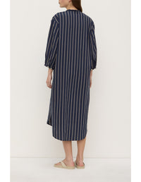 Assembly Label | Colleen Stripe Midi Dress - Navy/Tan