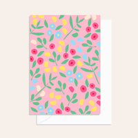 Elm Paper | Garden  Floral Pink and Cobolt