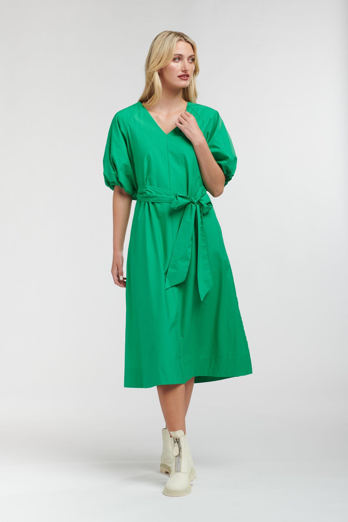 Bianca Puff Sleeve Dress - Jade