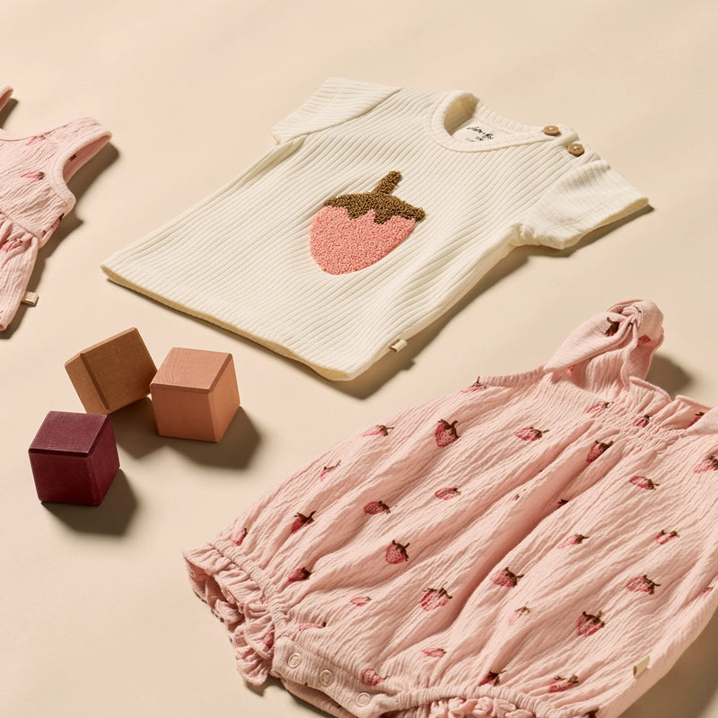Wilson + Frenchy | Strawberry Kisses Embroidered Organic Tee