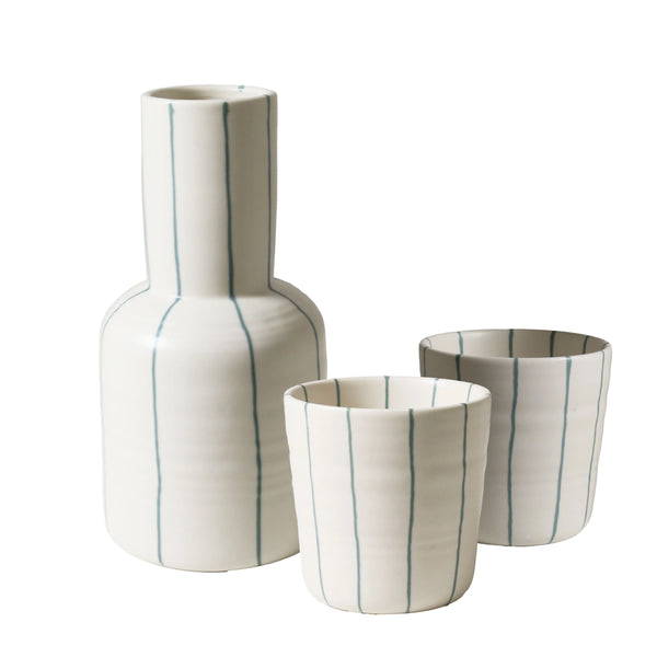 Robert Gordon | Coastal Junction Carafe Set - Cream with Green Stripe