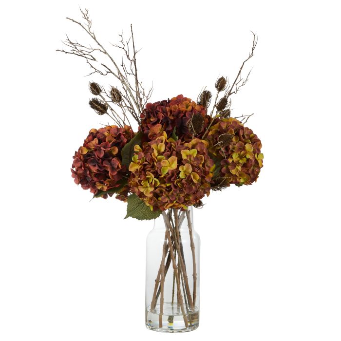 Hydrangea Red & Brown Branch Mix in Vase