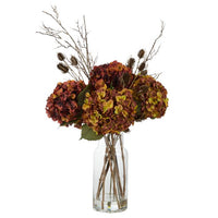 Hydrangea Red & Brown Branch Mix in Vase