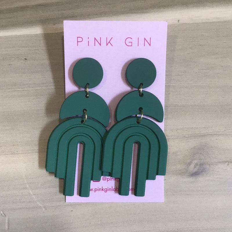 Pink Gin || Allegra Earrings - Forest Green