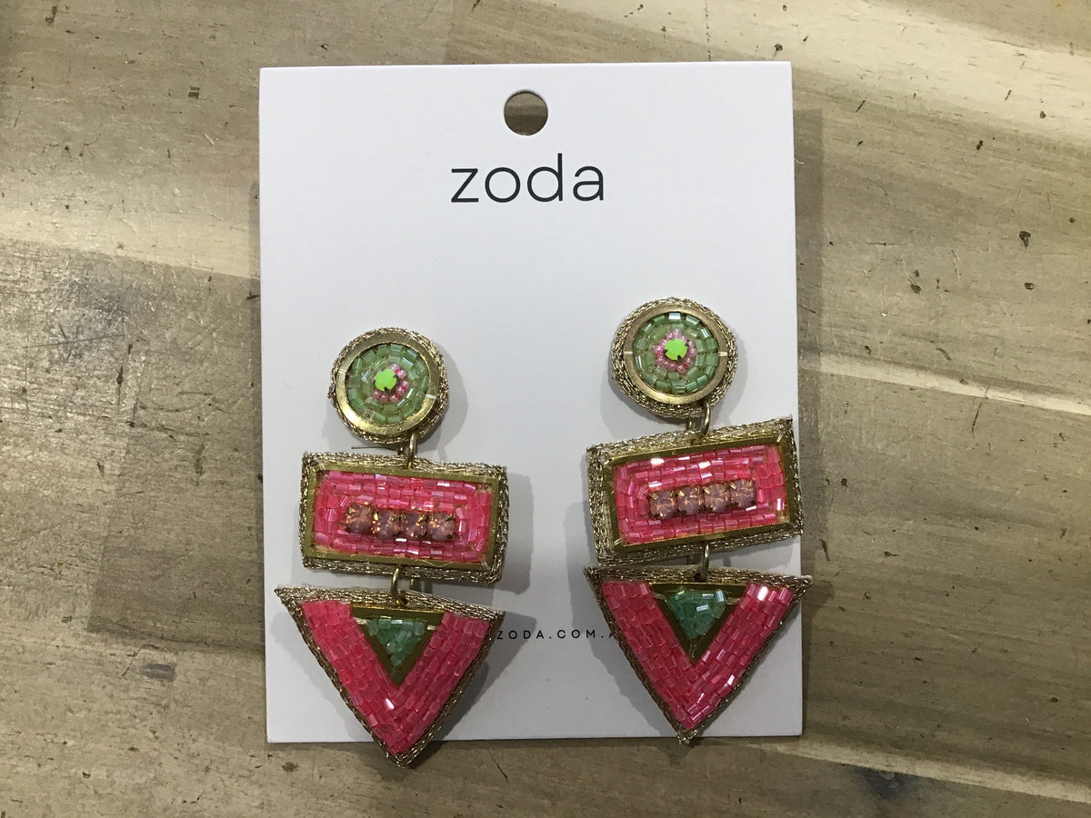 Zoda | Hot Pink Beaded Earring