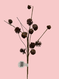 Rusty Bell-Pinecone Spray - Metal 46cm