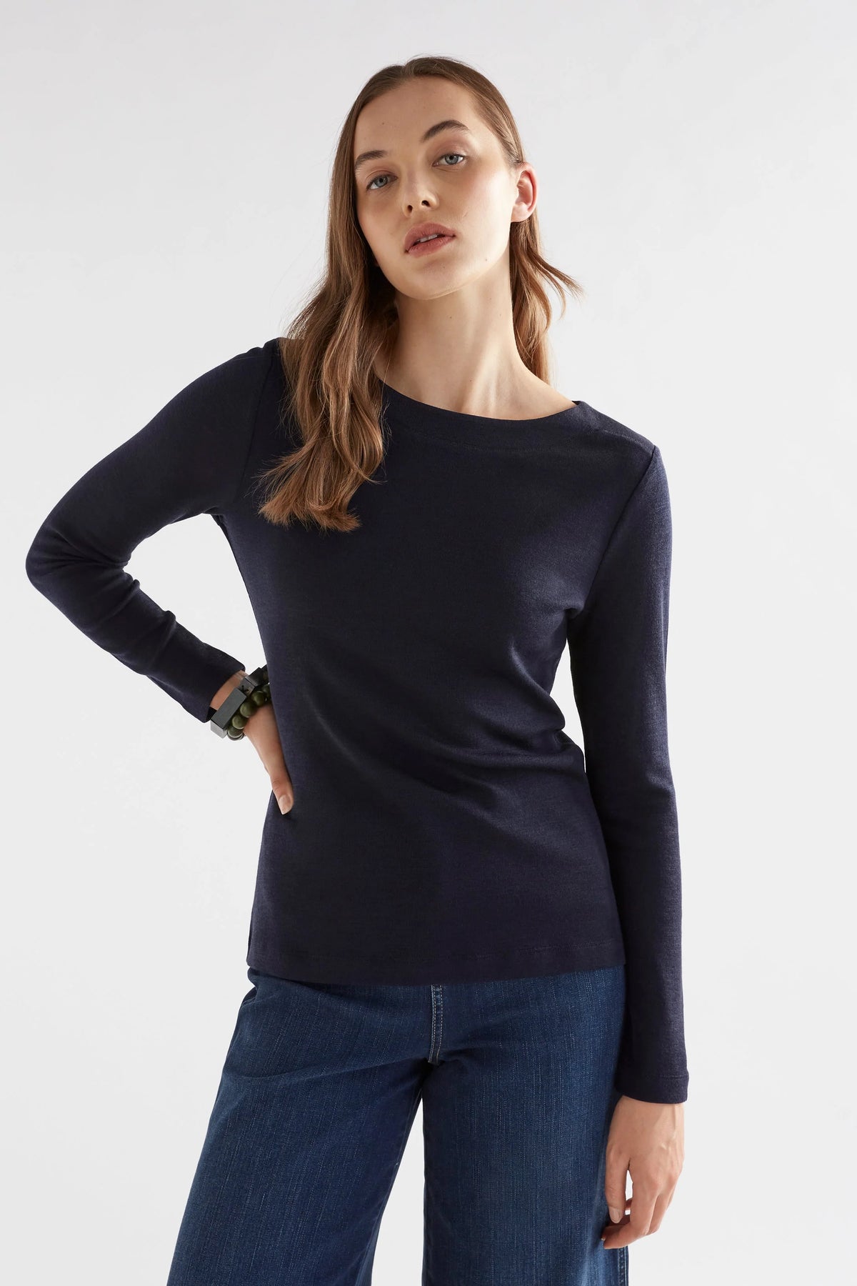 ELK | Grej Long Sleeve Merino Knit Top - Navy