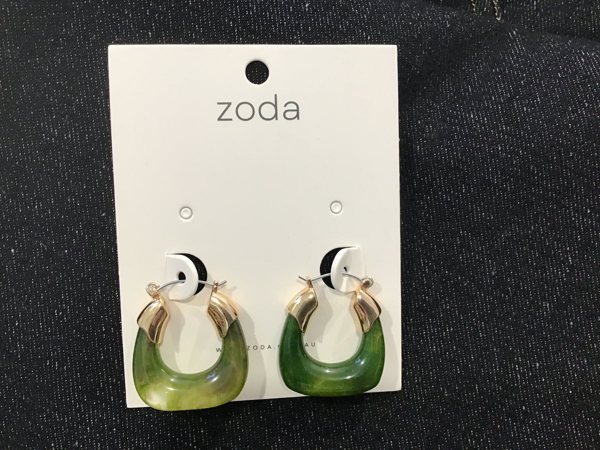 Zoda | Green Resin Hoop Earring
