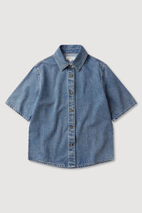Assembly Label | Boxy Denim Short Sleeve Shirt - Dark Stone