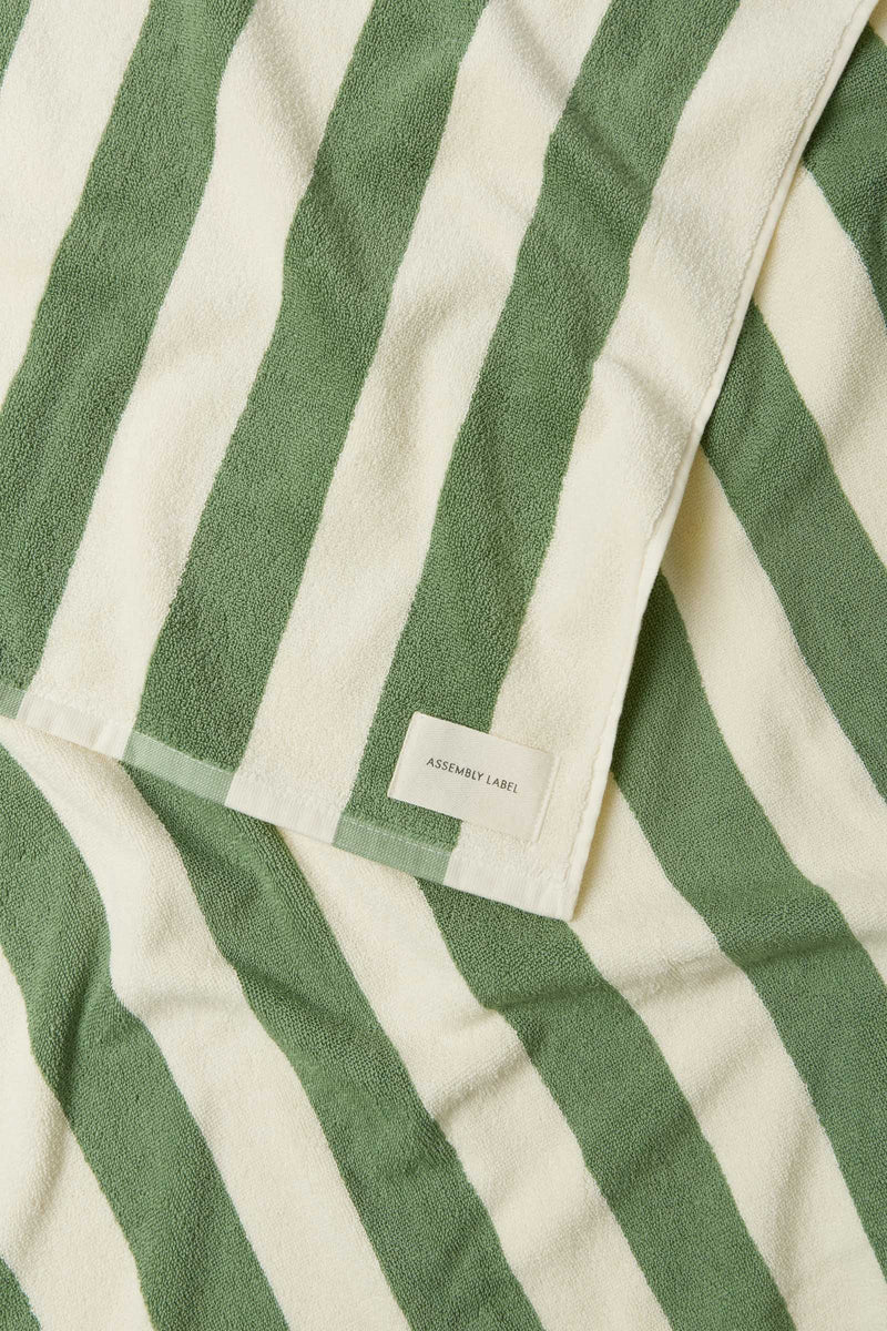 Assembly Label | Cotton Stripe Beach Towel - Pandan/Cream