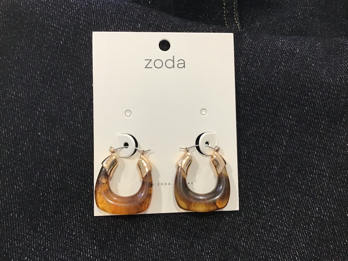 Zoda | Brown Resin Hoop Earring