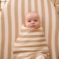 Fox & Fallow | Coffee Stripe Organic Muslin Wrap / Swaddle