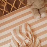 Fox & Fallow | Coffee Stripe Organic Muslin Wrap / Swaddle