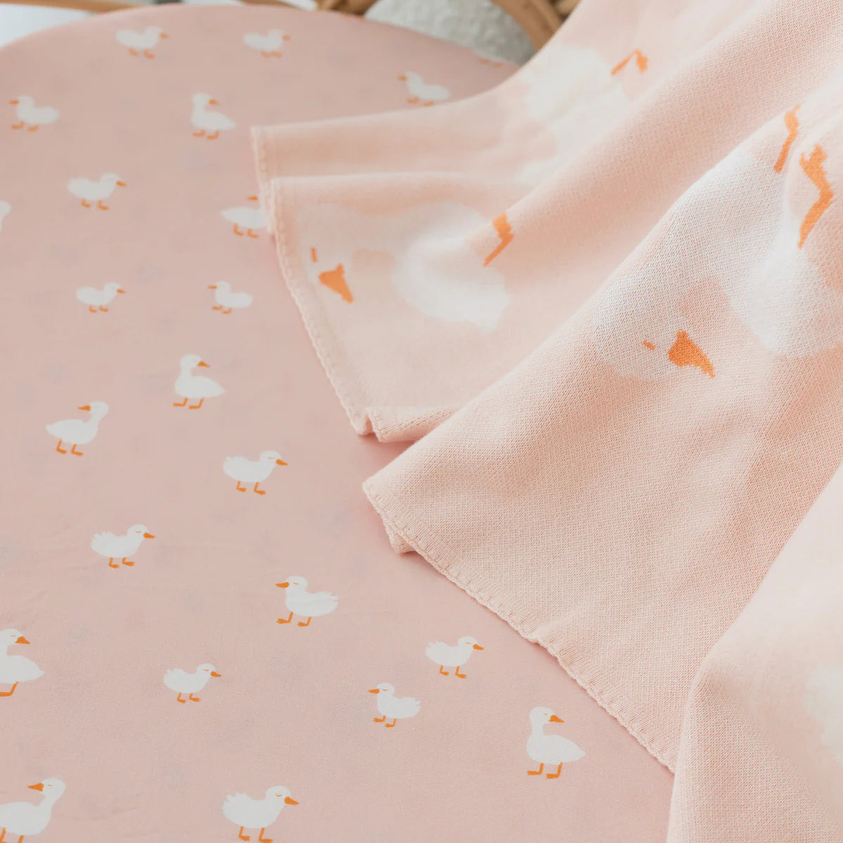 Fox & Fallow | Pink Ducks Organic Fitted Cot Sheet