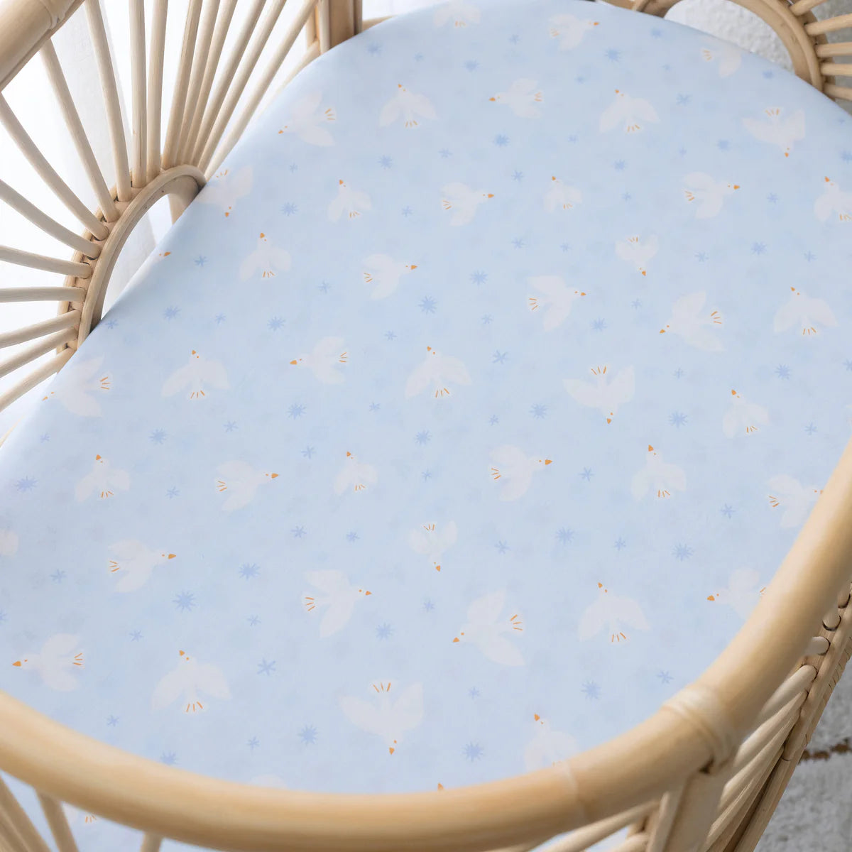 Fox & Fallow | Blue Doves Organic Fitted Cot Sheets