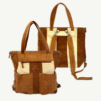 BANABAE | CORDUROY SPLICED CONVERTIBLE BACKPACK - TAN