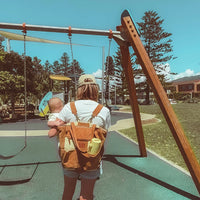 BANABAE | CORDUROY SPLICED CONVERTIBLE BACKPACK - TAN