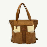 BANABAE | CORDUROY SPLICED CONVERTIBLE BACKPACK - TAN