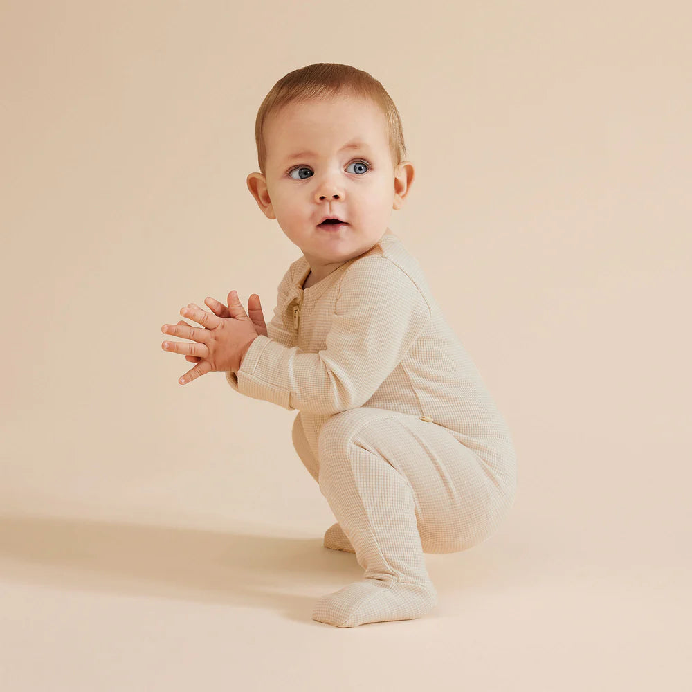 Wilson + Frenchy | Oatmeal Organic Stripe Zipsuit With Feet