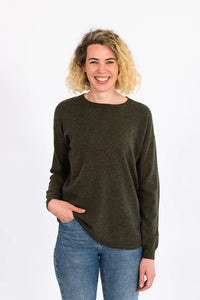 Bow & Arrow | Khaki Swing Jumper with Tan Patches