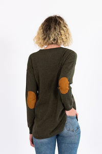 Bow & Arrow | Khaki Swing Jumper with Tan Patches