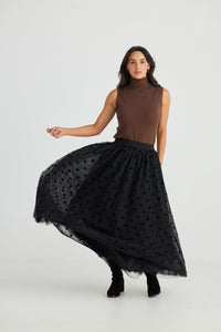 Brave + True | Carrie Skirt - Black Polka Dot