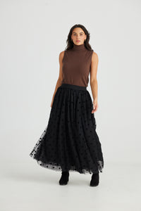 Brave + True | Carrie Skirt - Black Polka Dot