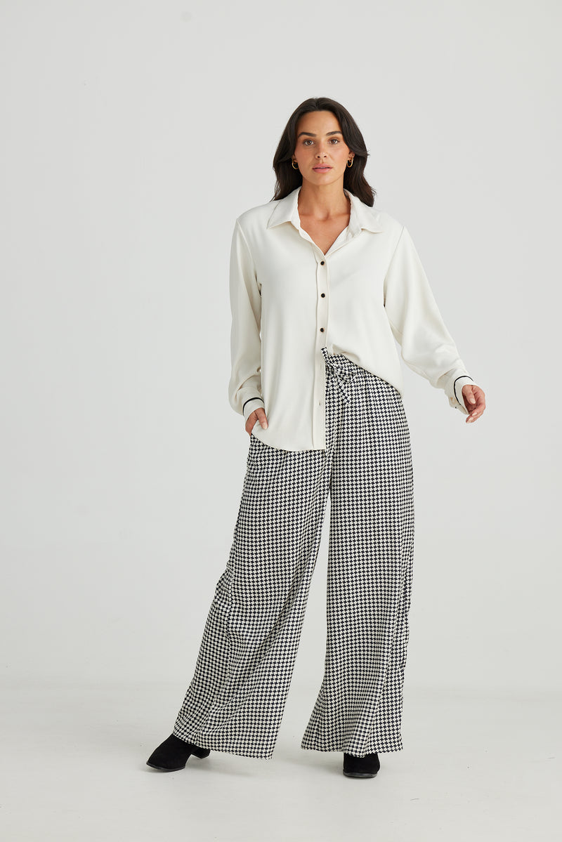 Brave + True | Liza Pant Black Houndstooth