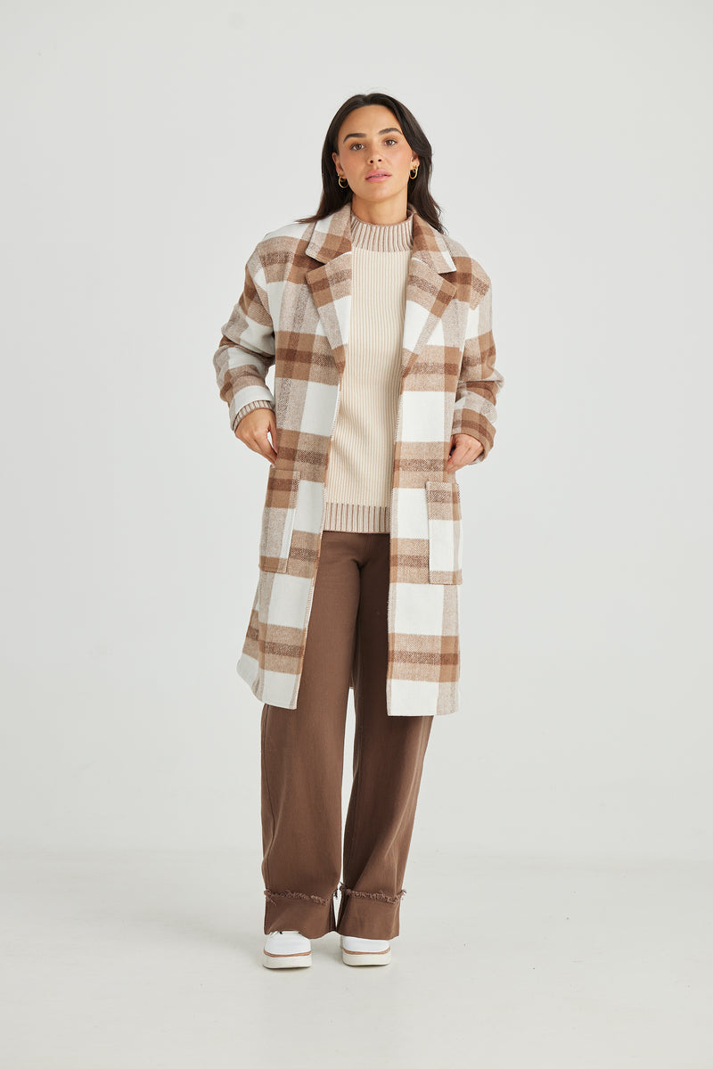 Brave & True | Lottie Coat - Brown Check