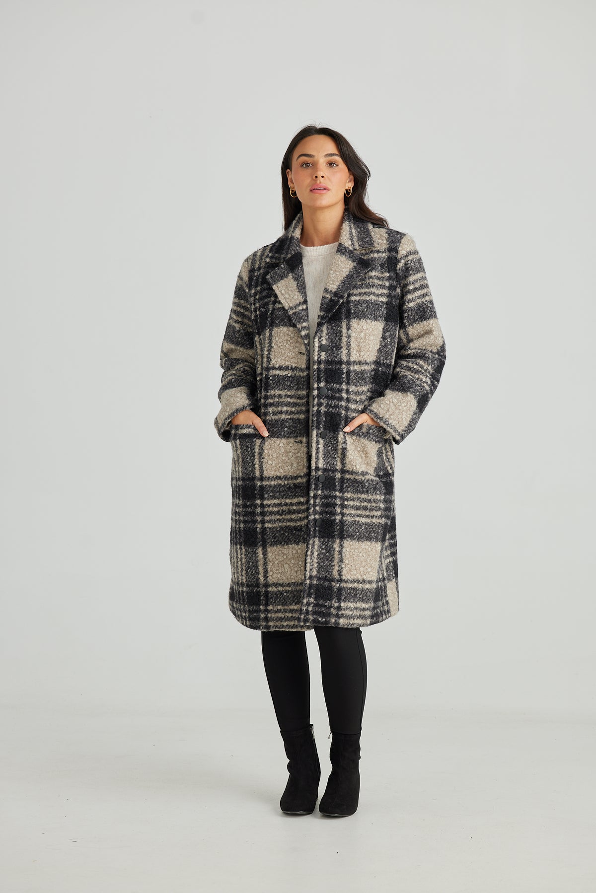 Brave & True | Lana Coat - Black Check