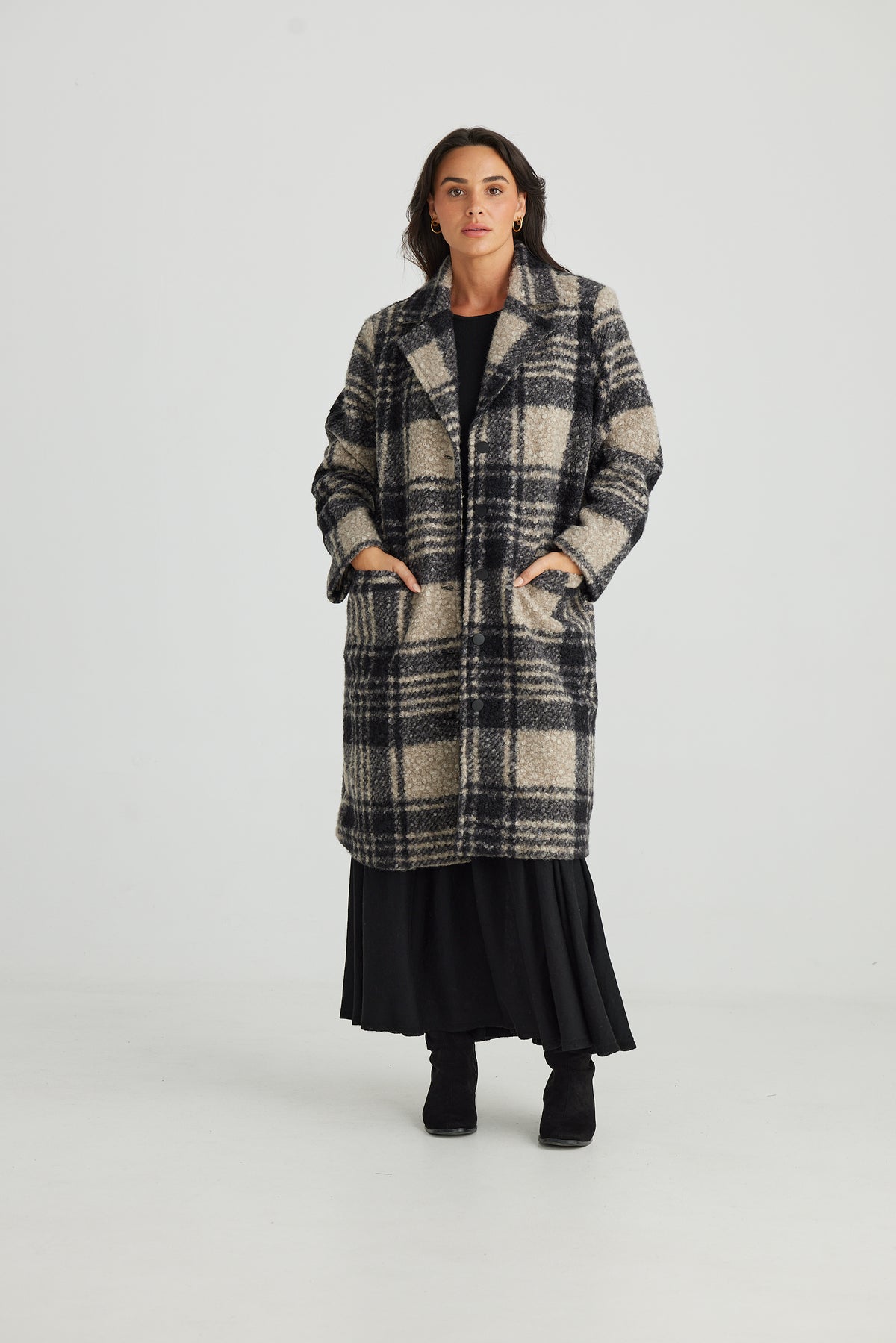 Brave & True | Lana Coat - Black Check