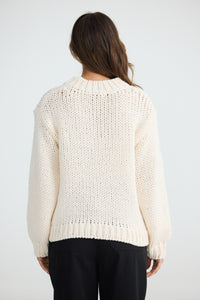 Brave + True | Off White w Black Hearts Knit
