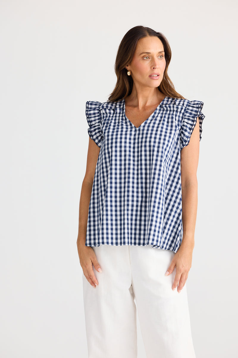 Brave + True | Paz Top - Navy Gingham
