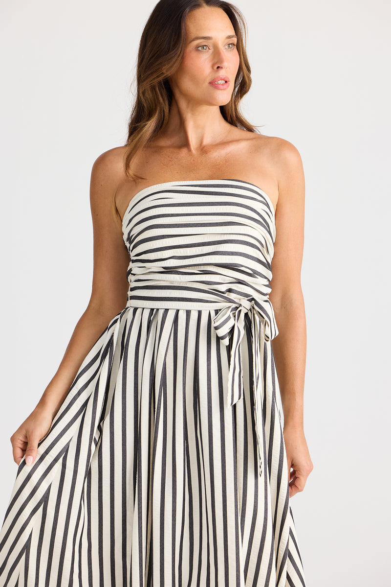 Brave & True |Avalon Dress - Black Stripe