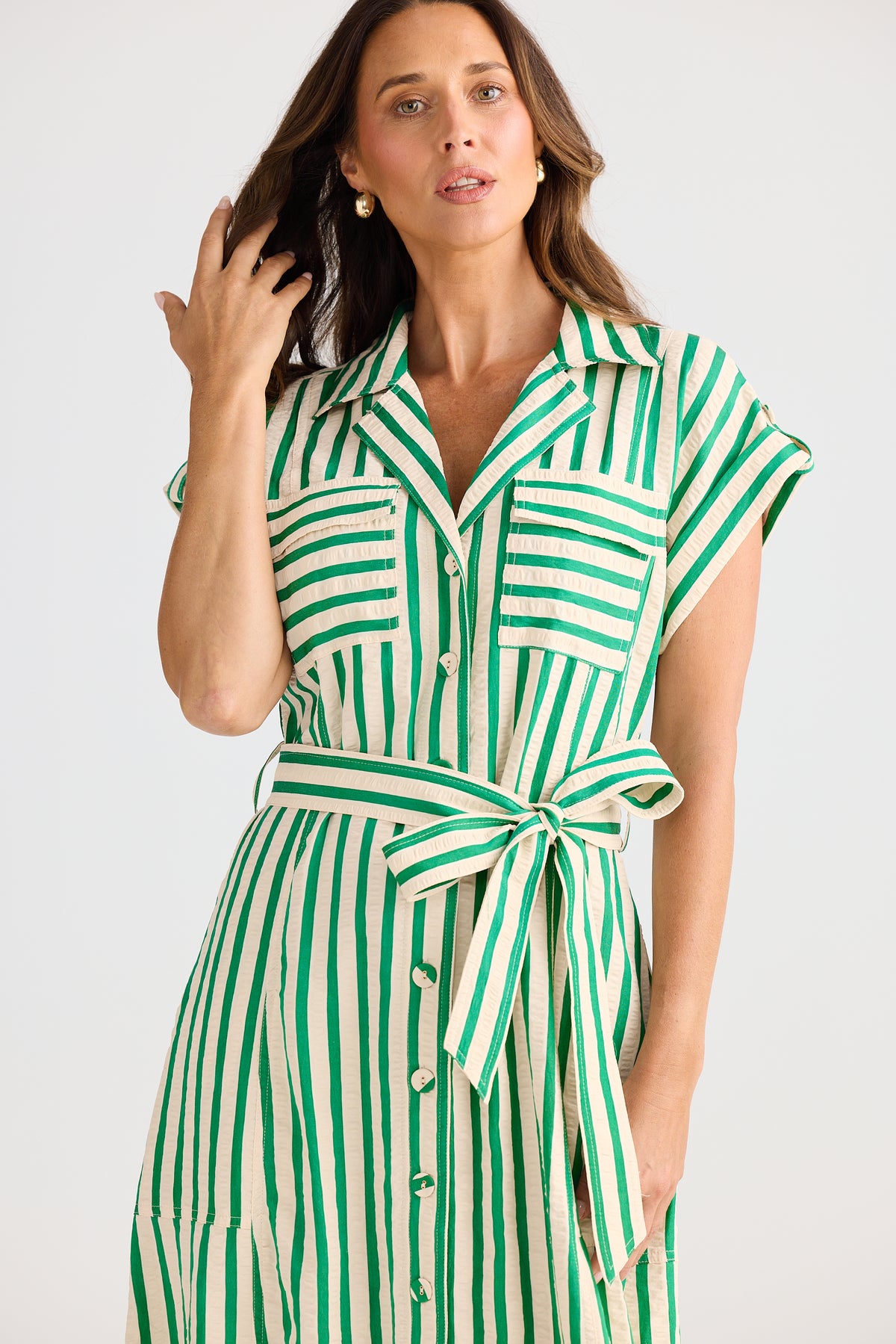Brave + True | Portia Dress - Jade Stripe