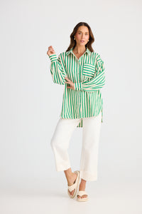 Brave + True | Ezra Shirt - Jade Stripe